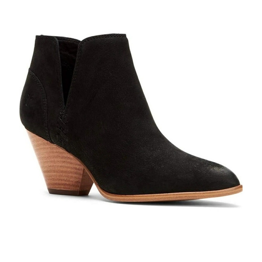 Frye Boots‎ Womens Size 7.5 Black Reina Cutout Leather Pointed Toe Ankle Heel
